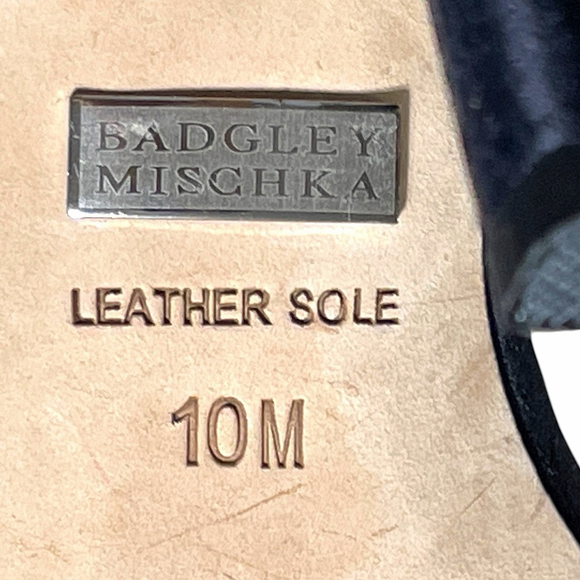 Badgley Mischka Women 10 Heels Open Toe Satin Rhinestone Stiletto Platform Black - Picture 14 of 16